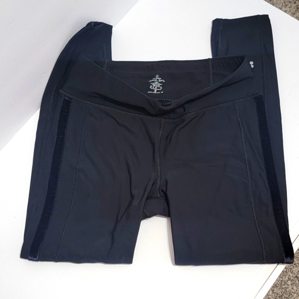 Sweaty Betty Full Length Velvet Strip Leggings With Back Pocket Black Size M